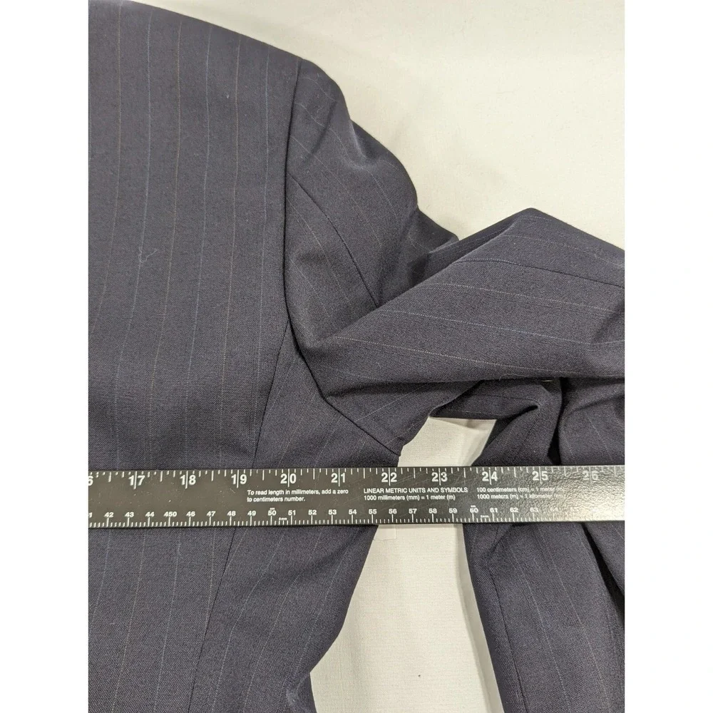 Hart Schaffner‎ Marx Blazer Suit  Wool Dark Navy Blue  Stripe 40R 32x28 2 Piece
